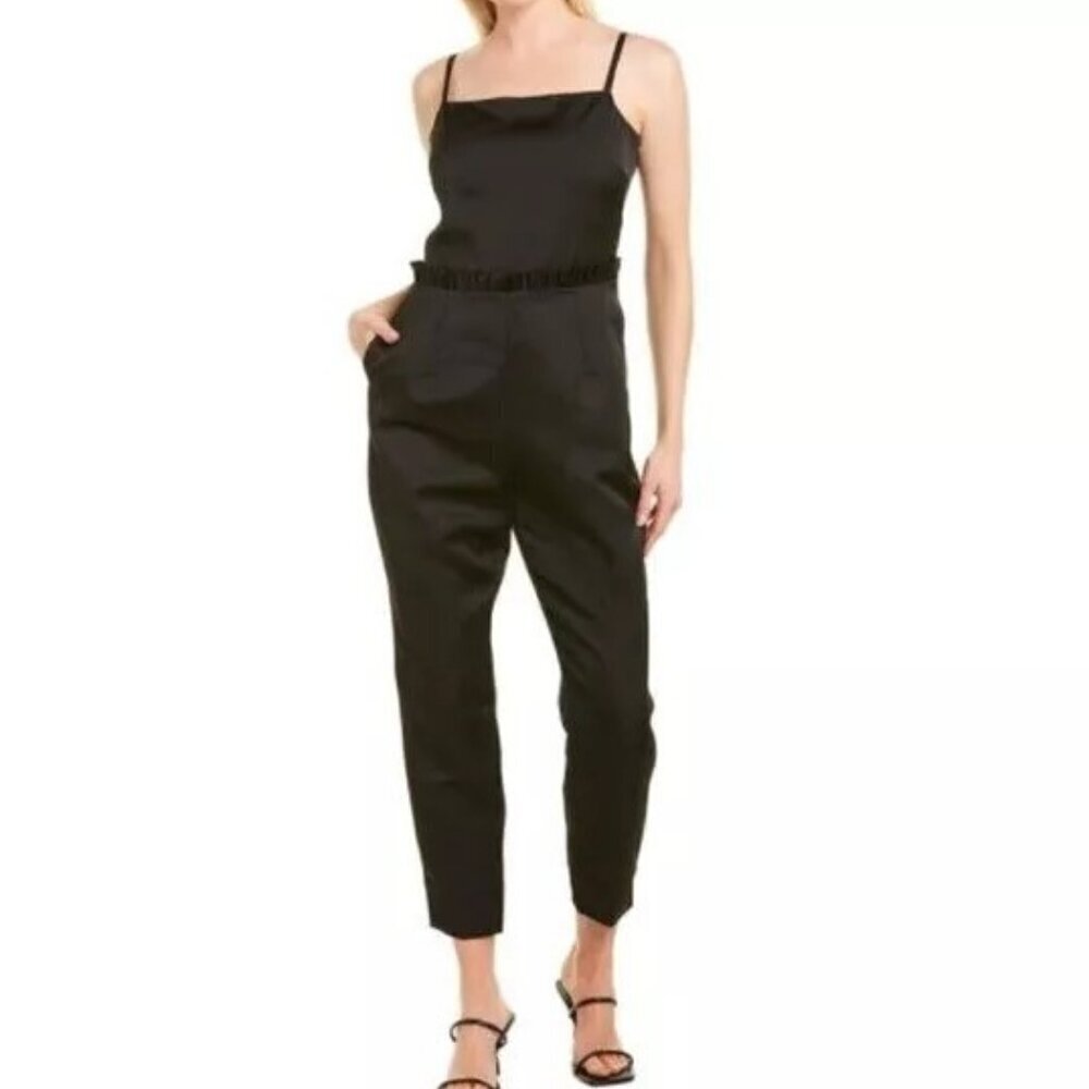 BNWT Ted Baker London Liayla Strappy Ruffle Trim Ankle Grazer Jumpsuit Black